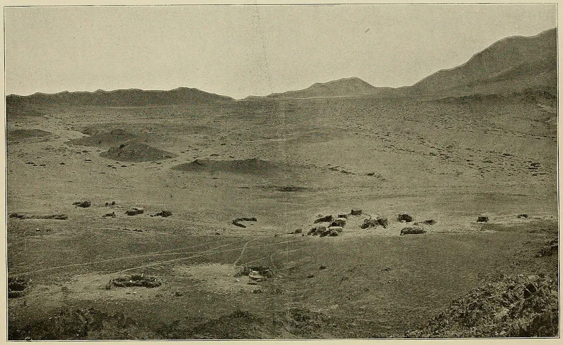 View of the 'Strath' and Native Dwellings, Abd-el-Kuri