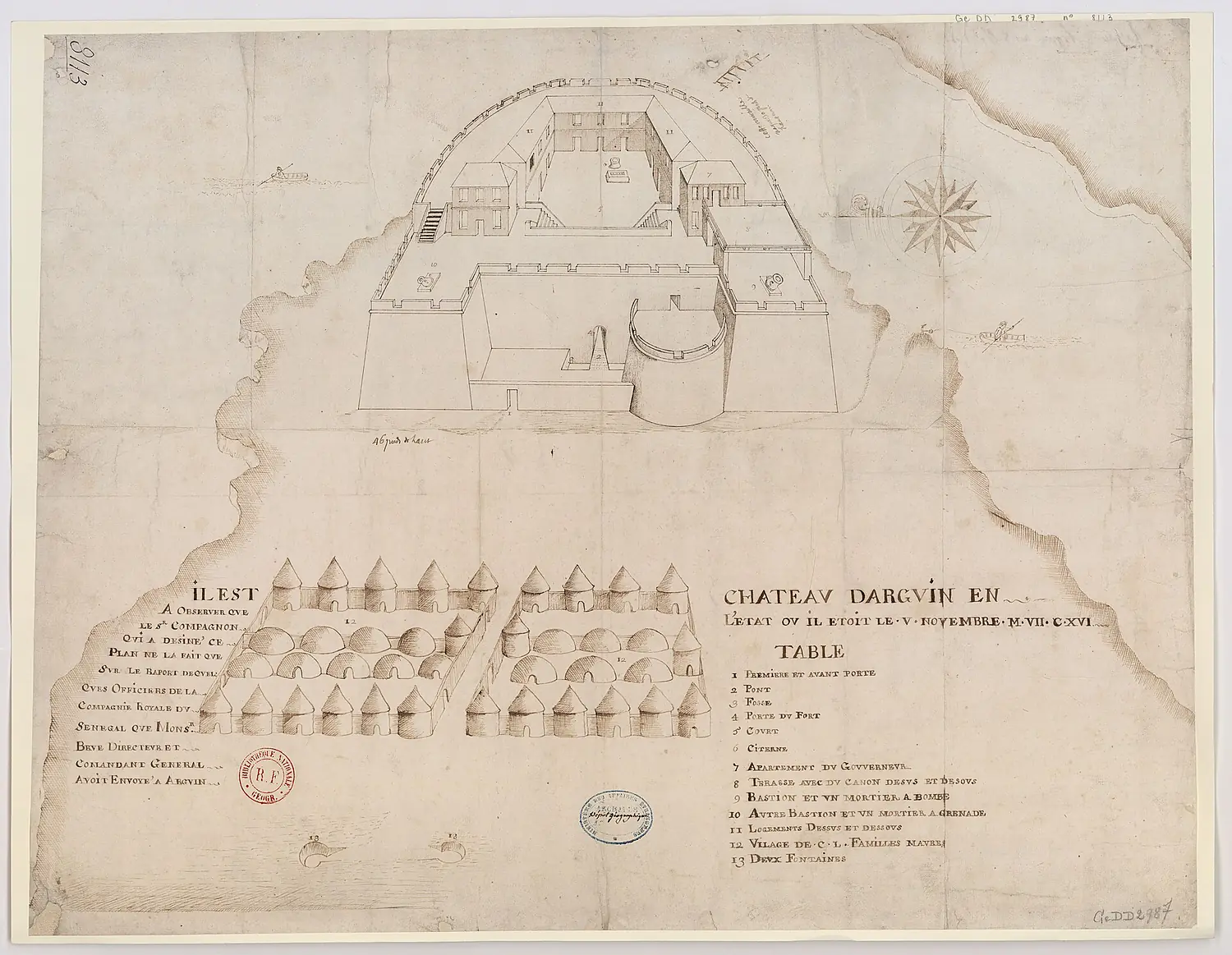 Chateau d'Arguin en l'état où il étoit le 5 novembre 1716 - (Compagnon) - btv1b85954830