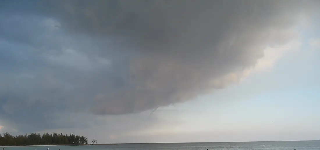 Funnel cloud in Silver Point Beach South Grand Bahama Shoreline