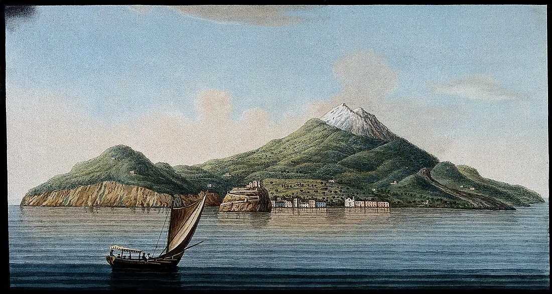 The island of Ischia seen from the sea, showing volcanic fea Wellcome V0025275