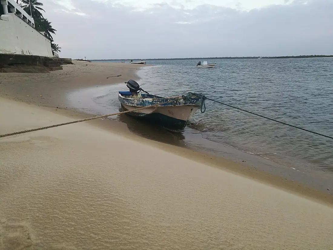 Anchored boat in Shela Village, Lamu Island, Kenya