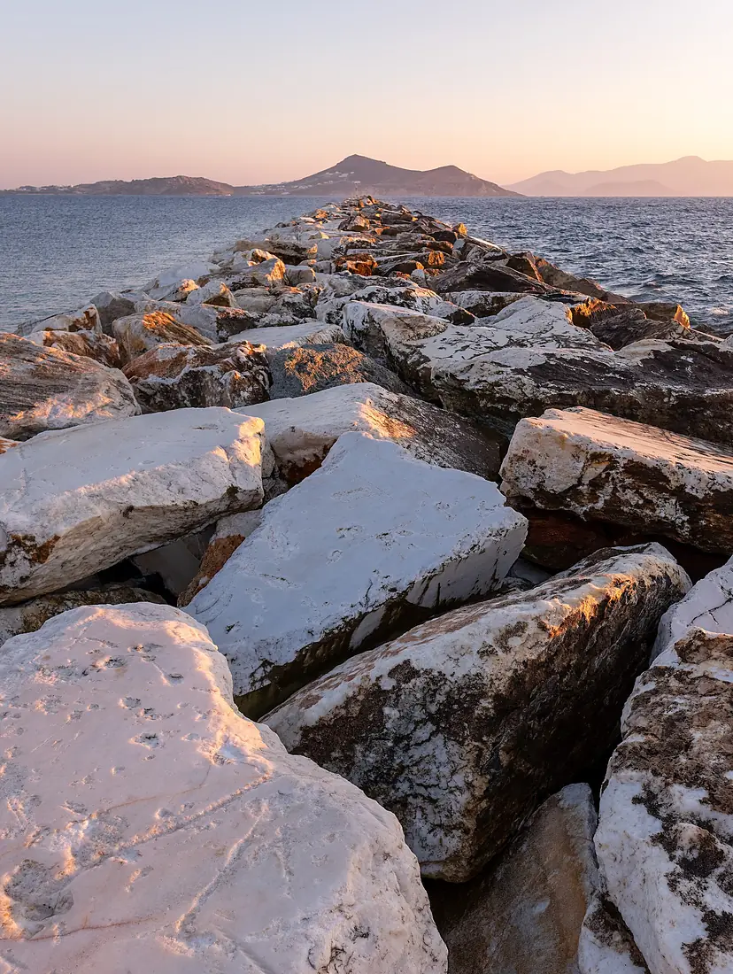 Breakwater of Palatia with Paros Island in the background, Chora, Naxos, Greece julesvernex2