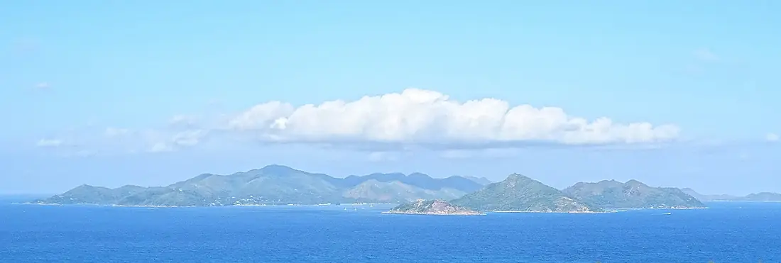Praslin island seen from La Digue