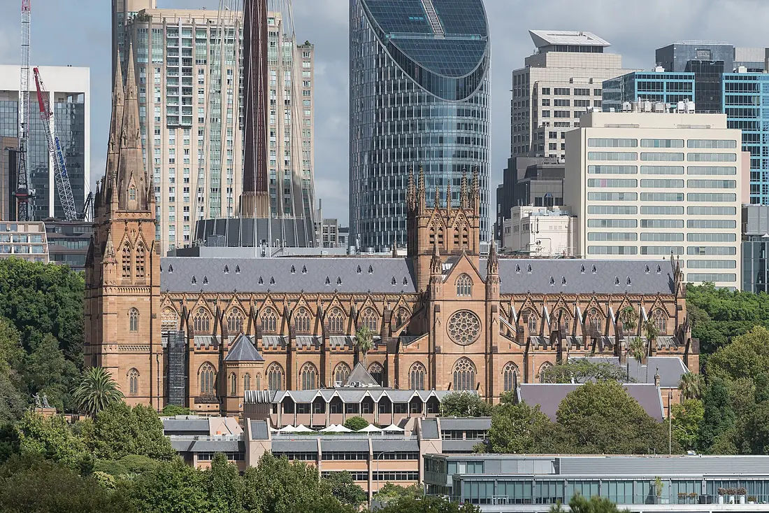 St. Mary's Cathedral, Sydney, west remote view 20230206 1