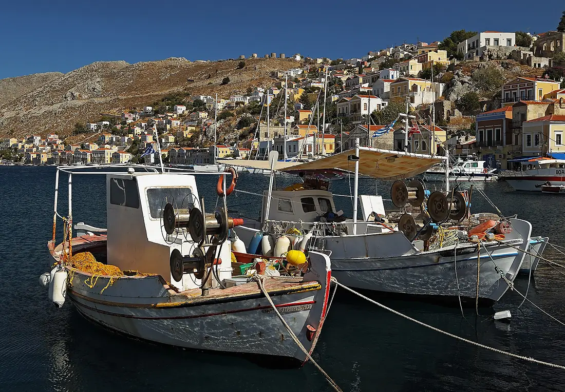 Fishing boats. Ano Symi harbor, Greece
